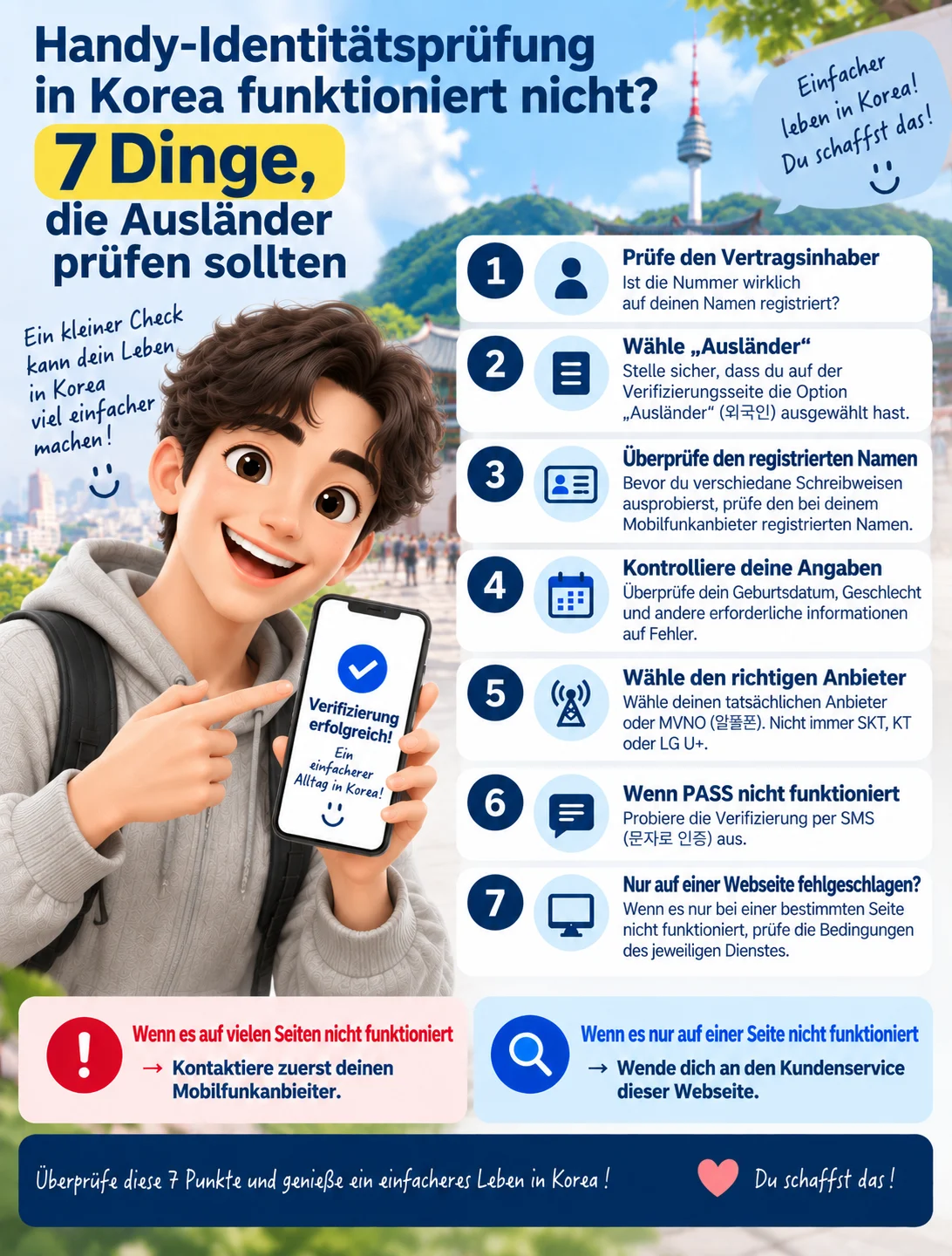 Handy-Identitätsprüfung in Korea funktioniert nicht? 7 Dinge, die Ausländer prüfen sollten